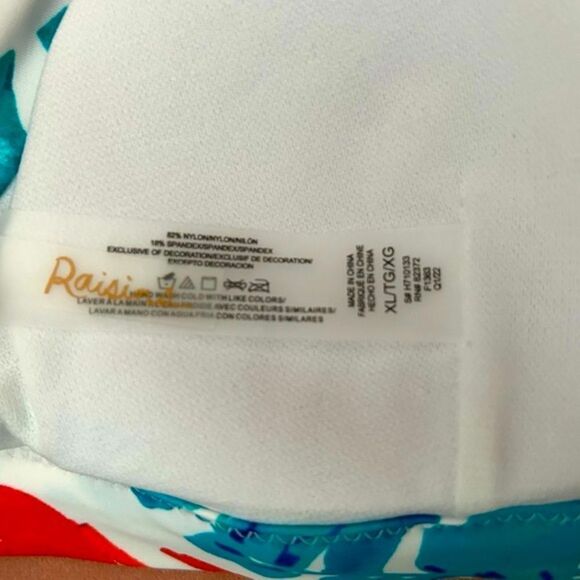 Raisins Beach Life White and Blue Tropical Print Bikini Swim Cross Back Top XL - Picture 5 of 8